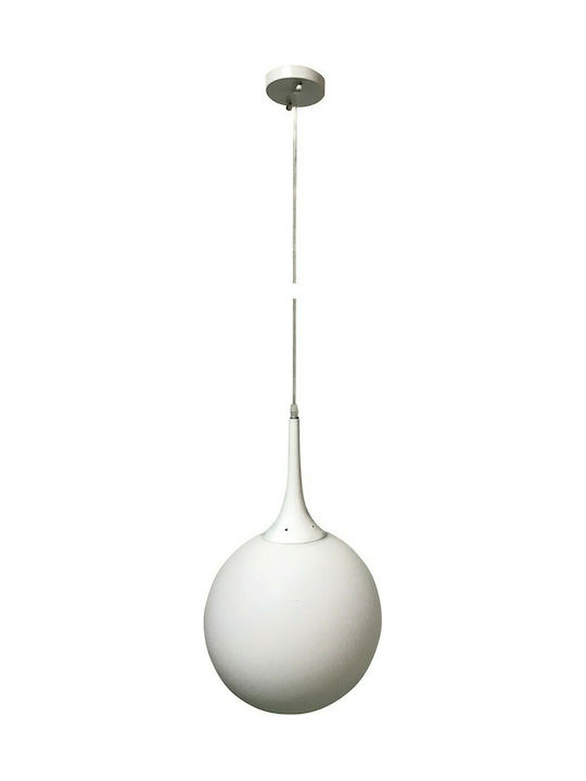 VK Lighting Μοντέρνο Κρεμαστό Φωτιστικό Μονόφωτο με Ντουί E27 σε Λευκό Χρώμα VK/03117PE/30/GL